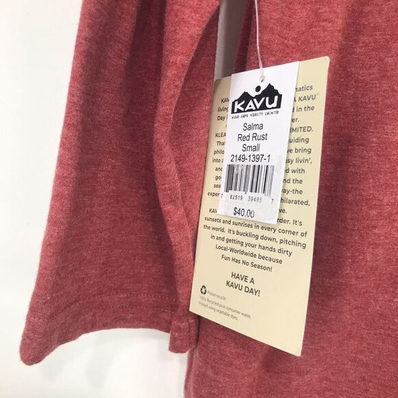 Kavu SALMA Red Rust 3/4 Sleeve Performance Athleisure Pullover T Shirt NEW - Picture 10 of 16